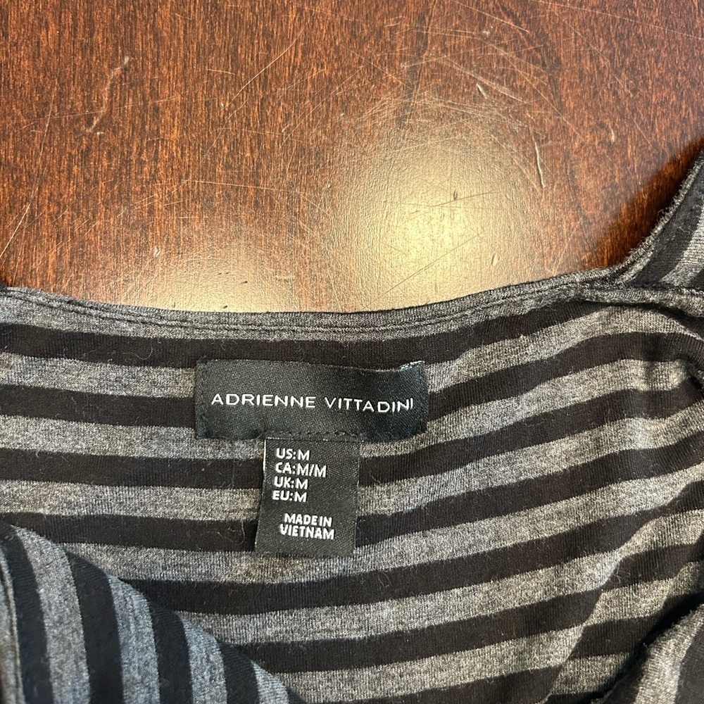 Adrienne Vittadini Black and Gray Striped Sleeveless dress. - Picture 3 of 4